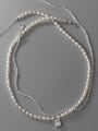 925 Sterling Silver With Freshwater Pearl Geometric Necklaces