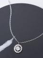 925 Sterling Silver With White Gold Plated Delicate Round Necklaces