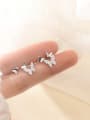 925 Sterling Silver With Cubic Zirconia Butterfly Stud Earrings