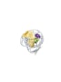 925 Sterling Silver With 18k Gold Plated Personalized Geometric Multistone Rings