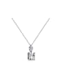 925 Sterling Silver With White Gold Plated Delicate Square Necklaces