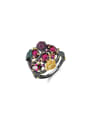 925 Sterling Silver With Black Gun Plated Personalized Flower Statement Rings