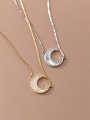 925 Sterling Silver With 18k Gold Plated Delicate Moon Engagement Necklaces