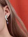 925 Sterling Silver With White Gold Plated Delicate Feather Stud Earrings