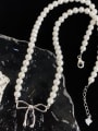 925 Sterling Silver With Artificial Pearl Bow tie Necklaces