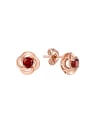 925 Sterling Silver With 5mm Round Natural Garnet Rosary Stud Earrings