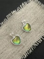 925 Sterling Silver With Gemstone Heart Stud Earrings