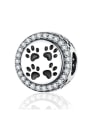 925 silver cute paw print charm