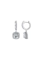 925 Sterling Silver With White Gold Plated Delicate Geometric Drop Earrings