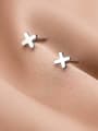 925 Sterling Silver With Cross Stud Earrings