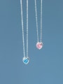 925 Sterling Silver With White Gold Plated Delicate Heart Necklaces