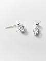 925 Sterling Silver With Cubic Zirconia Heart Stud Earrings