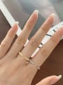 925 Sterling Silver With 18k Gold Plated Vintage Geometric Engagement Band Rings