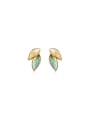 925 Sterling Silver With 18k Gold Plated Personalized Leaf Stud Earrings