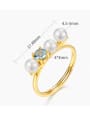 925 Sterling Silver With Gold Plated Delicate Topaz+Artificial Pearl free size Ring