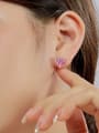 925 Sterling Silver With White Gold Plated Delicate Heart Stud Earrings