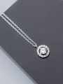 925 Sterling Silver With White Gold Plated Delicate Round Necklaces