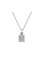 925 Sterling Silver With White Gold Plated Delicate  High Carbon Diamond Rectangle Necklaces