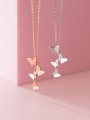 925 Sterling Silver With Rose Gold Plated Delicate Butterfly Necklaces