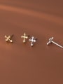 925 Sterling Silver With 18k Gold Plated Simplistic Cross Stud Earrings