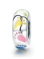925 silver cute footprint charm