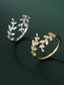 925 Sterling Silver With 18k Gold Plated Delicate Leaf Band Rings