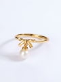 925 Sterling Silver With Freshwater Pearl Cute Bowknot Free size Ring