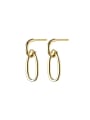 925 Sterling Silver With 18k Gold Plated Geometric  Simplistic Drop Earrings