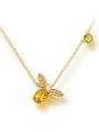 925 Sterling Silver With 5*7mm Citrine Cute bee Necklaces