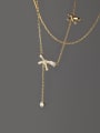 925 Sterling Silver With 18k Gold Plated Delicate Bowknot Party Tassel Necklaces