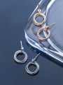 925 Sterling Silver With 18k Gold Plated Delicate Round Stud Earrings