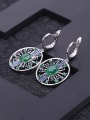 925 Sterling Silver With White Gold Plated Vintage Round Drop Earrings