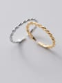 925 Sterling Silver With 18k Gold Plated Simplistic Twist Round Band Rings