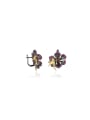 925 Sterling Silver With Black Gun Plated Vintage Flower Clip On Earrings