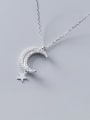 925 Sterling Silver With Delicate Moon Birthday Necklaces