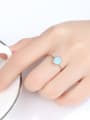 925 Sterling Silver With Opal Delicate Round Solitaire Ring