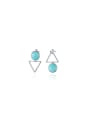 925 Sterling Silver With Natural stone Triangle Stud Earrings