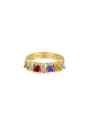 925 Sterling Silver With 18k Gold Plated Vintage Geometric Multistone Rings
