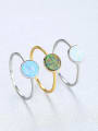 925 Sterling Silver With Opal Delicate Round Solitaire Ring