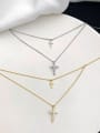 925 Sterling Silver With 18k Gold Plated Delicate Cross Multi Strand Necklaces