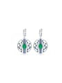 925 Sterling Silver With White Gold Plated Vintage Round Drop Earrings