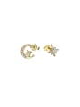 925 Sterling Silver With 18k Gold Plated Delicate Moon Stud Earrings