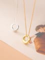 925 Sterling Silver With 18k Gold Plated Simplistic Round Birthday Necklaces