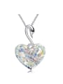 Fashion Heart Swarovski Crystal Swan Pendant Copper Necklace