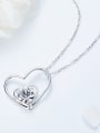 Simple Swarovski Crystal Hollow Heart-shaped Pendant 925 Silver Necklace