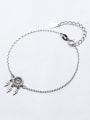 Fashionable Adjustable Round Shaped S925 Silver Rhinestone Bracelet