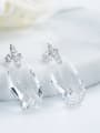 Simple Clear Swarovski Crystal 925 Silver Stud Earrings