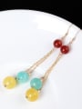 Retro style Natural Stone Beads 925 Silver Earrings