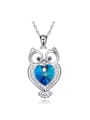 Fashion Little Owl Swarovski Crystals Pendant Copper Necklace