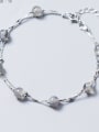 Double layer moonstone  Gradient gray  S925 silver bracelet